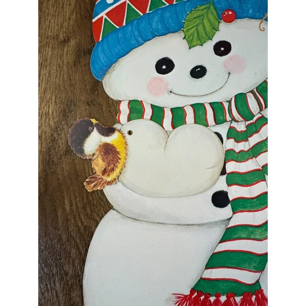 VTG Christmas Paper Cardboard Wall‎ Decorations Die Cut Lot Santa Snowman Teddy